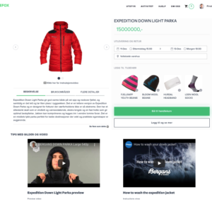 Nettbutikk for utleie