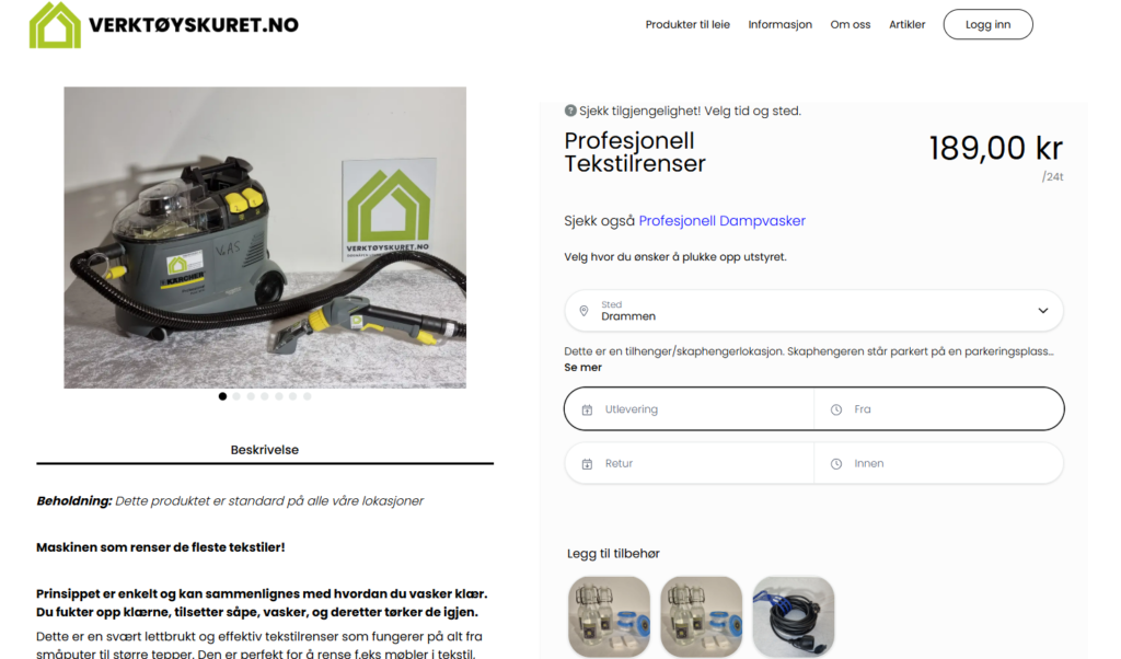 Verktøyskuret - booking verktøyutleie