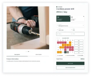 Utleie av utstyr - bookingkalender