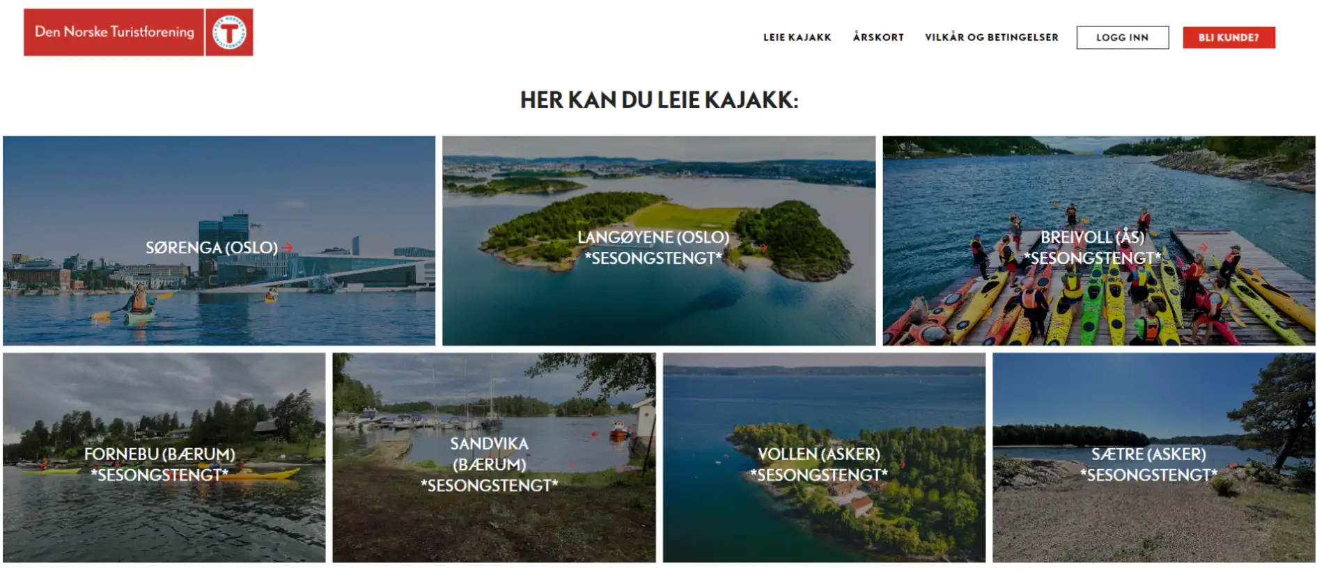 DNT kajakk - hjemmeside med booking system
