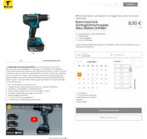 ToolBox24 - utleie av verktøy - bookingkalender