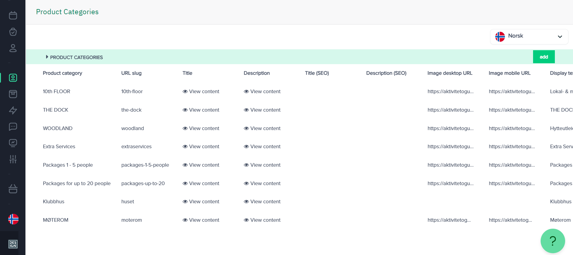 SEO for produktkategorier