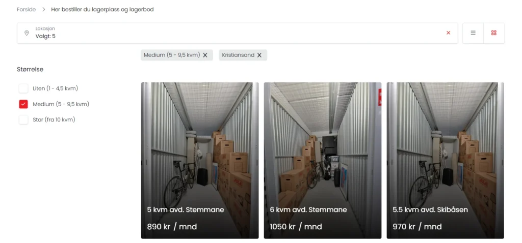 Lagerboxen - online booking med sanntid